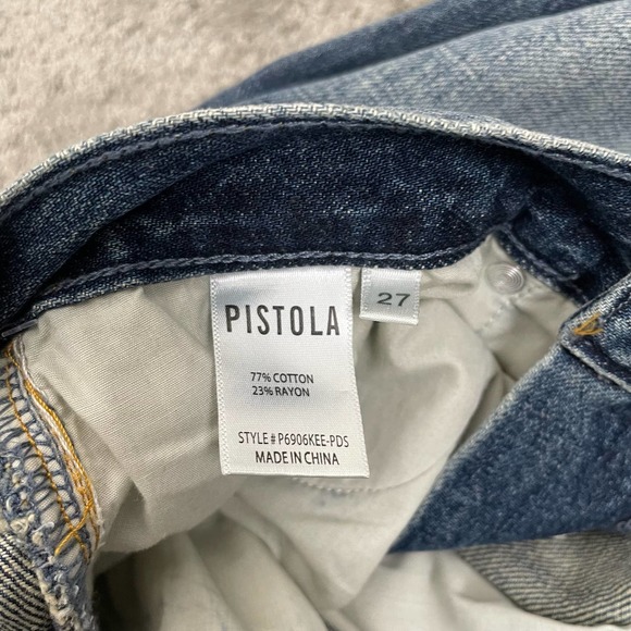 Pistola Charlie High Rise Straight Leg Jean Womens 27 Medium Wash Distressed - Picture 6 of 10